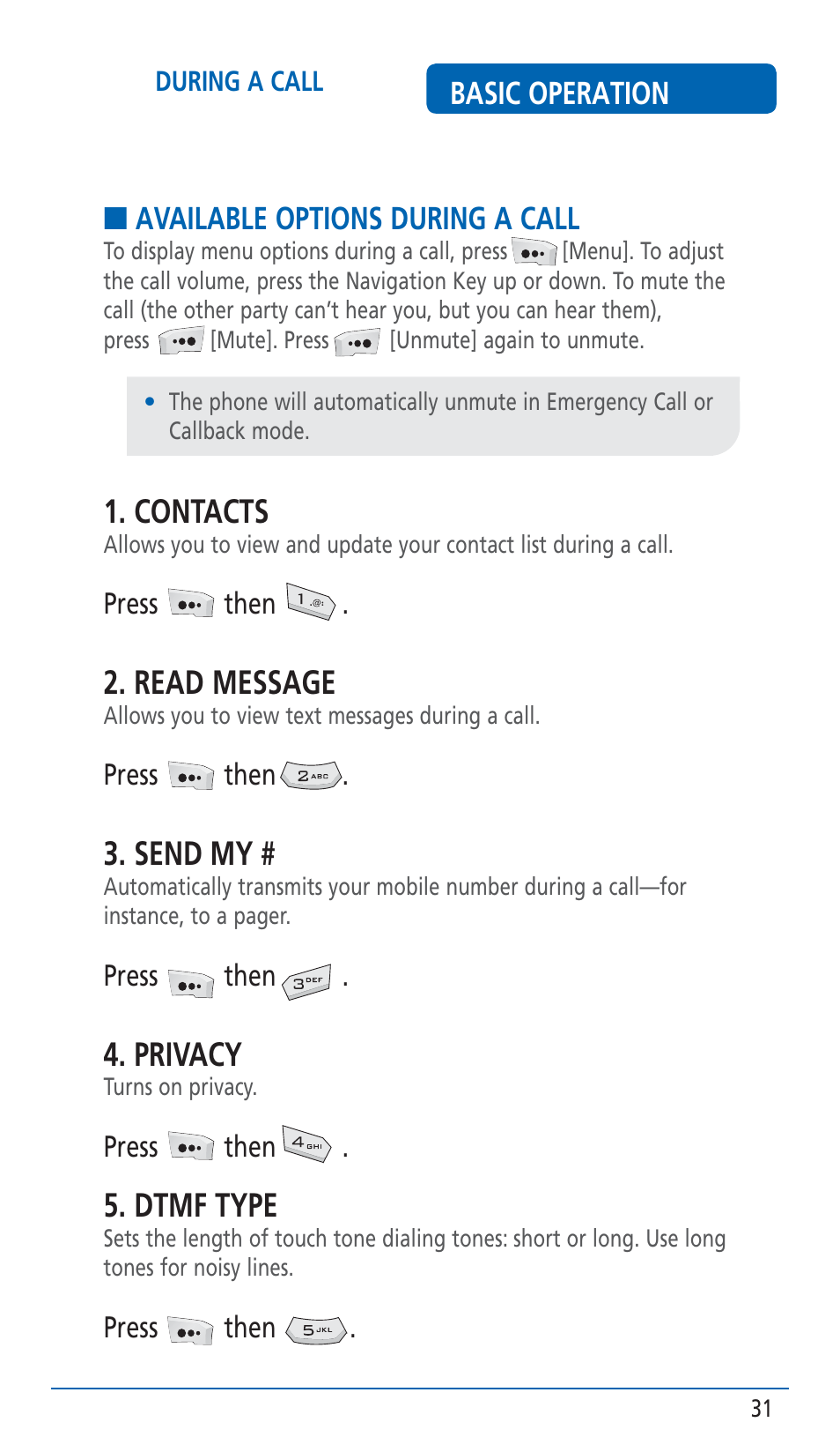 Contacts, Read message, Send my | Privacy, Dtmf type | Pantech HERO Cell phone User Manual | Page 31 / 158