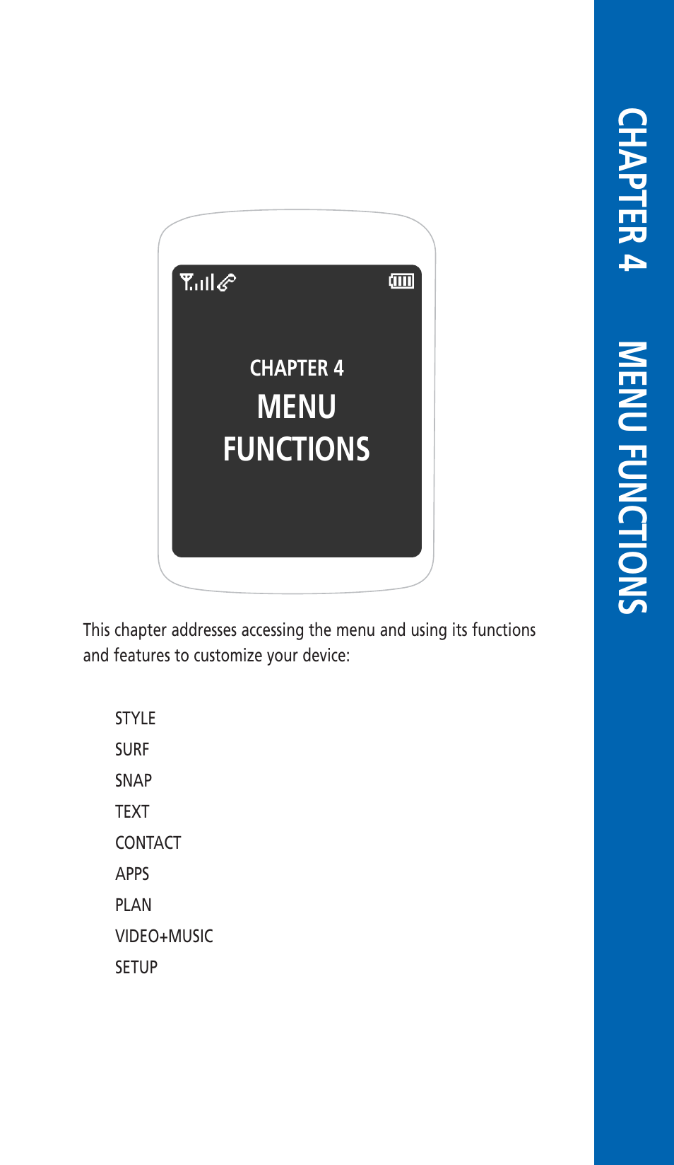 Chapter 4 menu functions, Menu functions | Pantech HERO Cell phone User Manual | Page 41 / 158