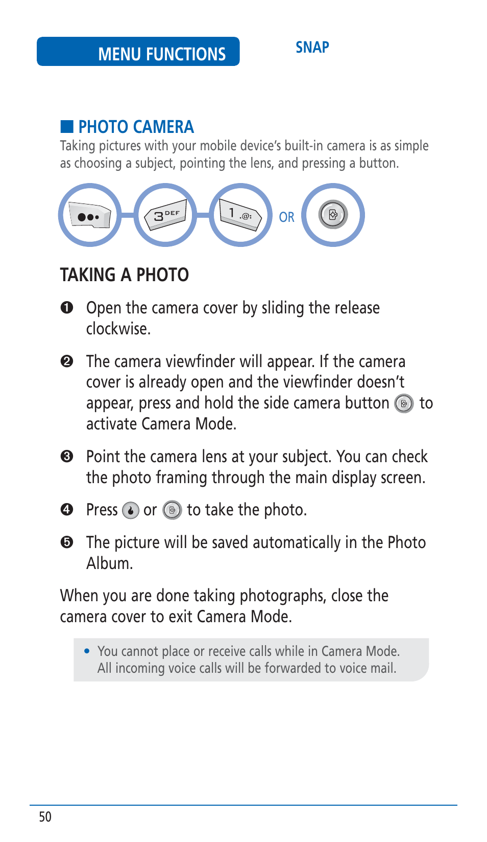 Taking a photo | Pantech HERO Cell phone User Manual | Page 50 / 158