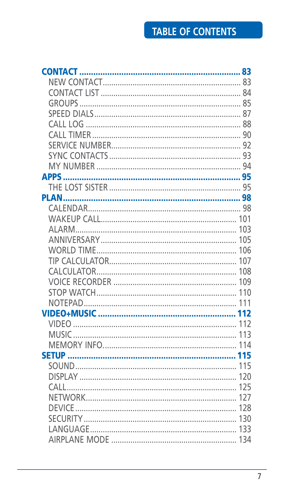 Pantech HERO Cell phone User Manual | Page 7 / 158