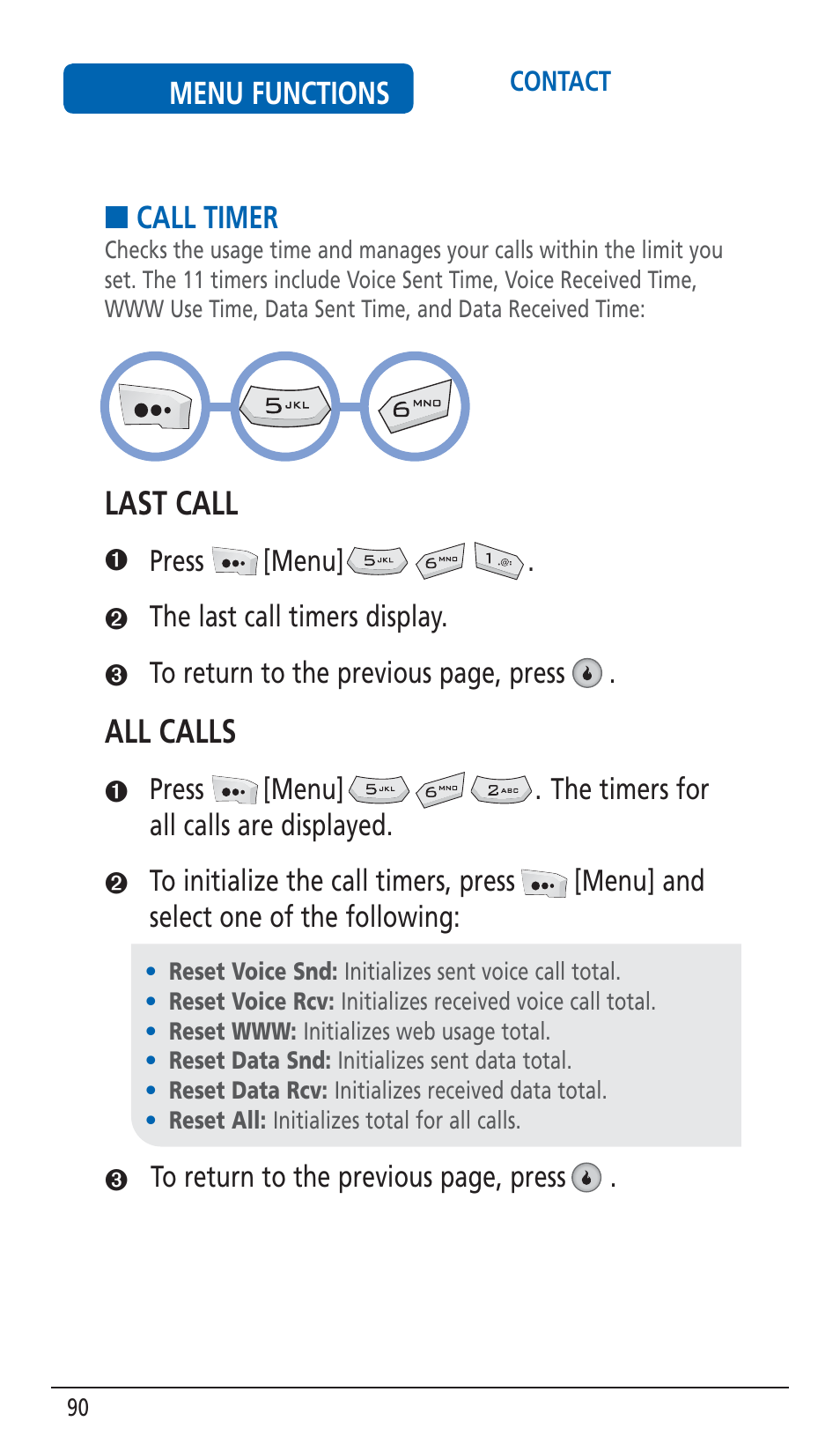 Last call, All calls | Pantech HERO Cell phone User Manual | Page 90 / 158