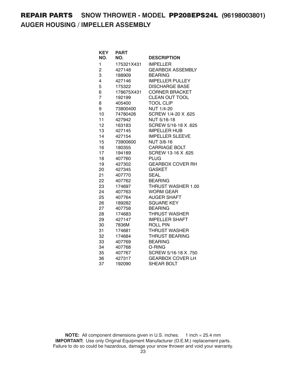 Poulan Pro PP208EPS24L User Manual | Page 23 / 40