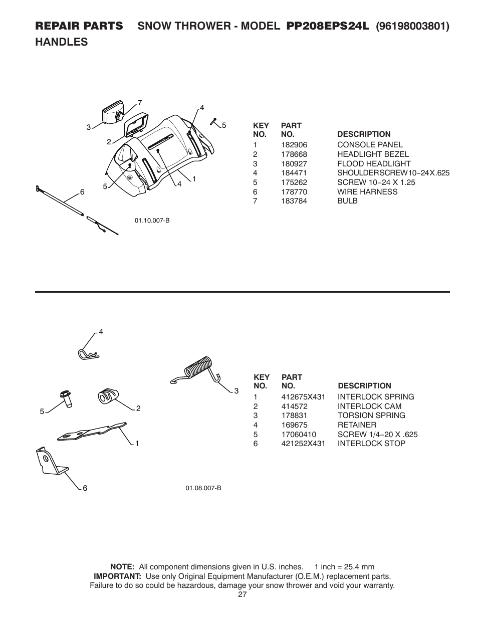 Handles | Poulan Pro PP208EPS24L User Manual | Page 27 / 40