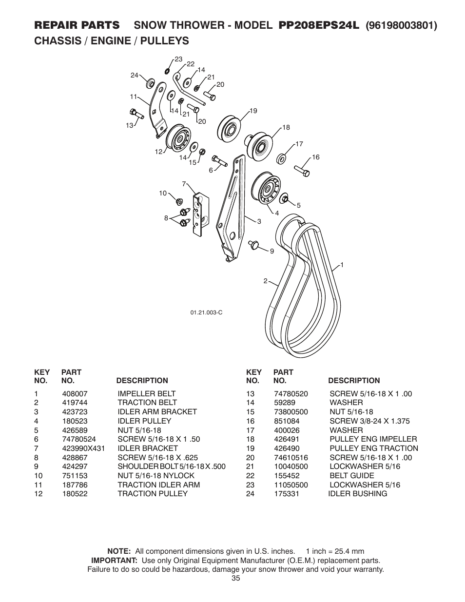 Poulan Pro PP208EPS24L User Manual | Page 35 / 40