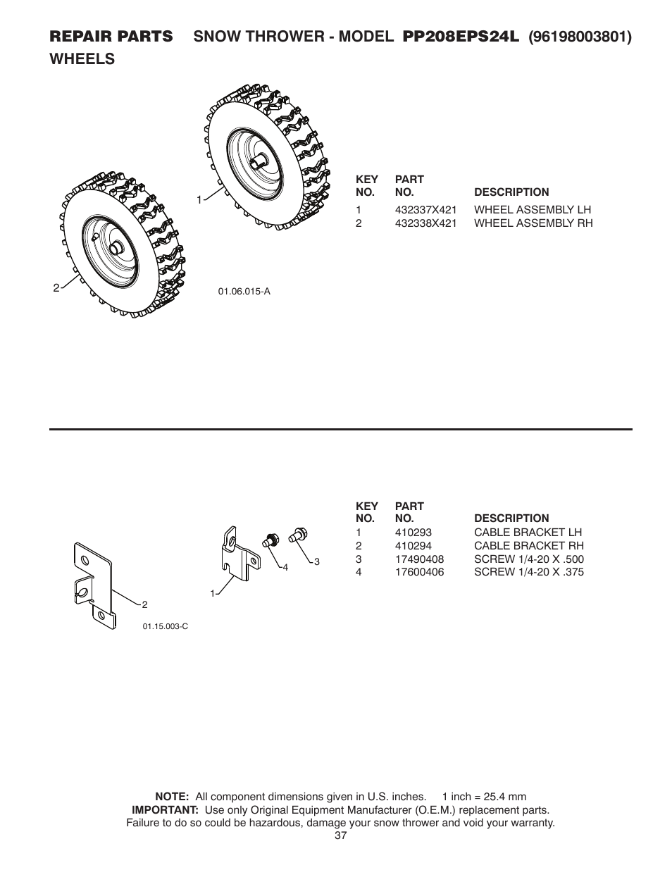 Poulan Pro PP208EPS24L User Manual | Page 37 / 40