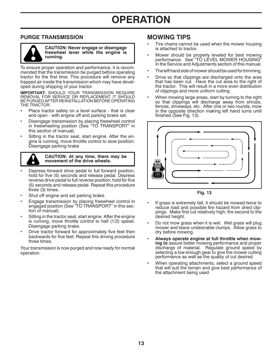 Operation, Mowing tips | Poulan Pro PB22H46YT User Manual | Page 13 / 28