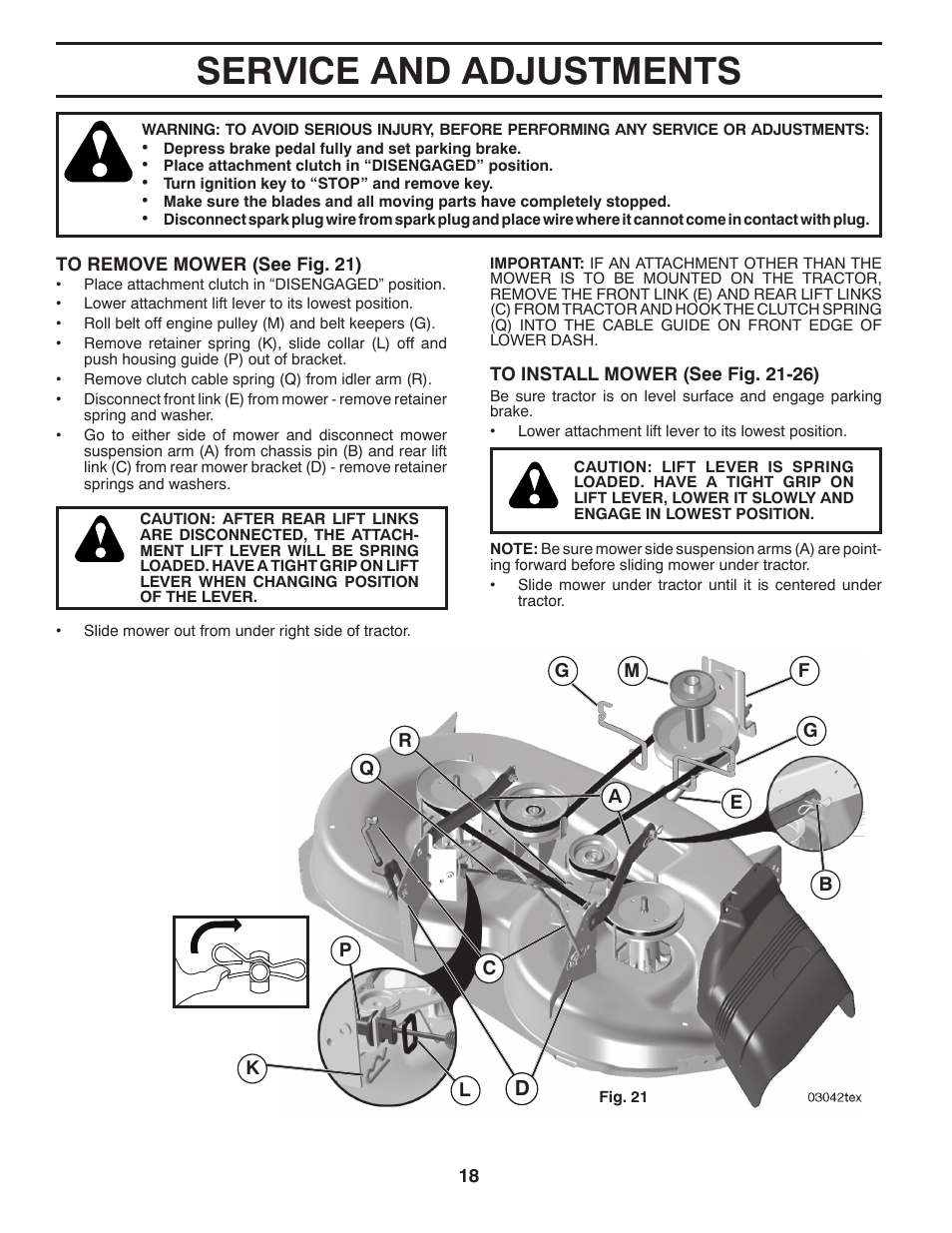 Service and adjustments | Poulan Pro PB22H46YT User Manual | Page 18 / 28