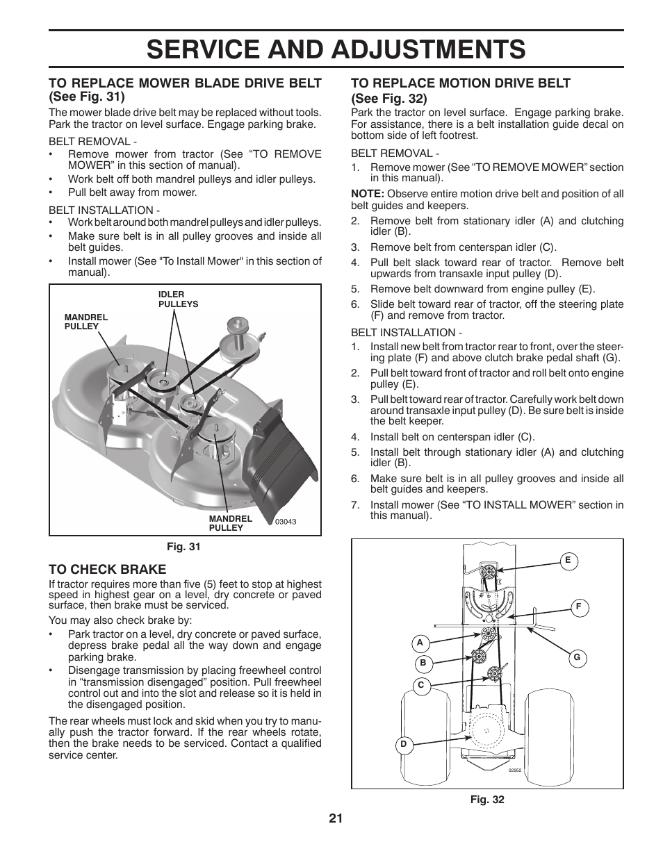 Service and adjustments | Poulan Pro PB22H46YT User Manual | Page 21 / 28