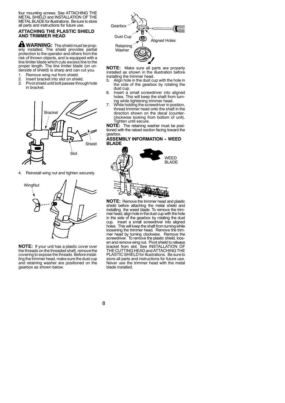 Warning | Poulan Pro PP333 User Manual | Page 8 / 22