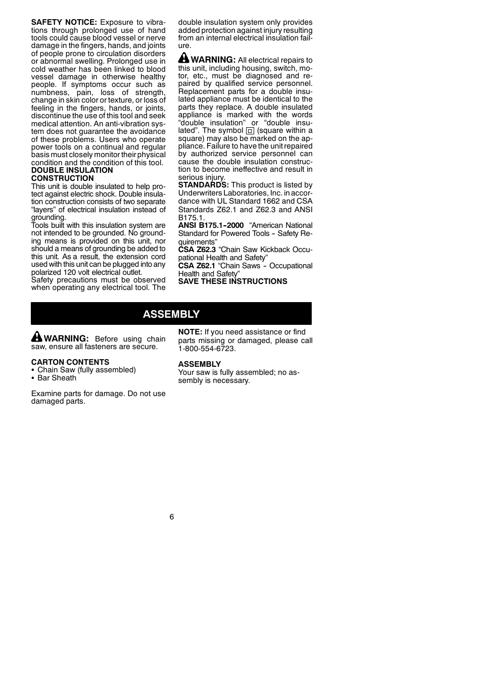 Assembly | Poulan Pro 1420 User Manual | Page 6 / 15