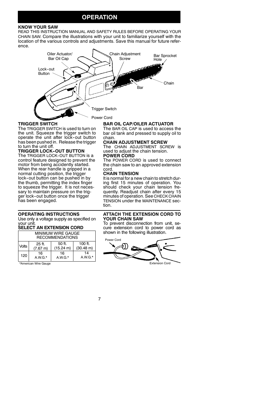 Operation | Poulan Pro 1420 User Manual | Page 7 / 15