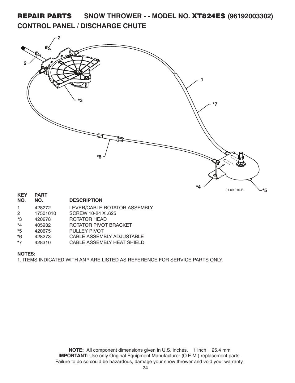 Control panel / discharge chute | Poulan Pro XT824ES User Manual | Page 6 / 19