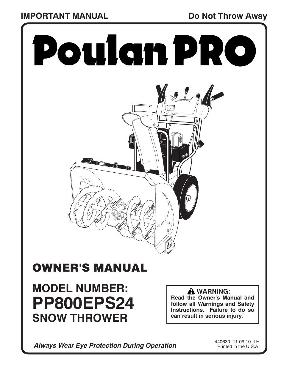 Poulan Pro PP800EPS24 User Manual | 40 pages