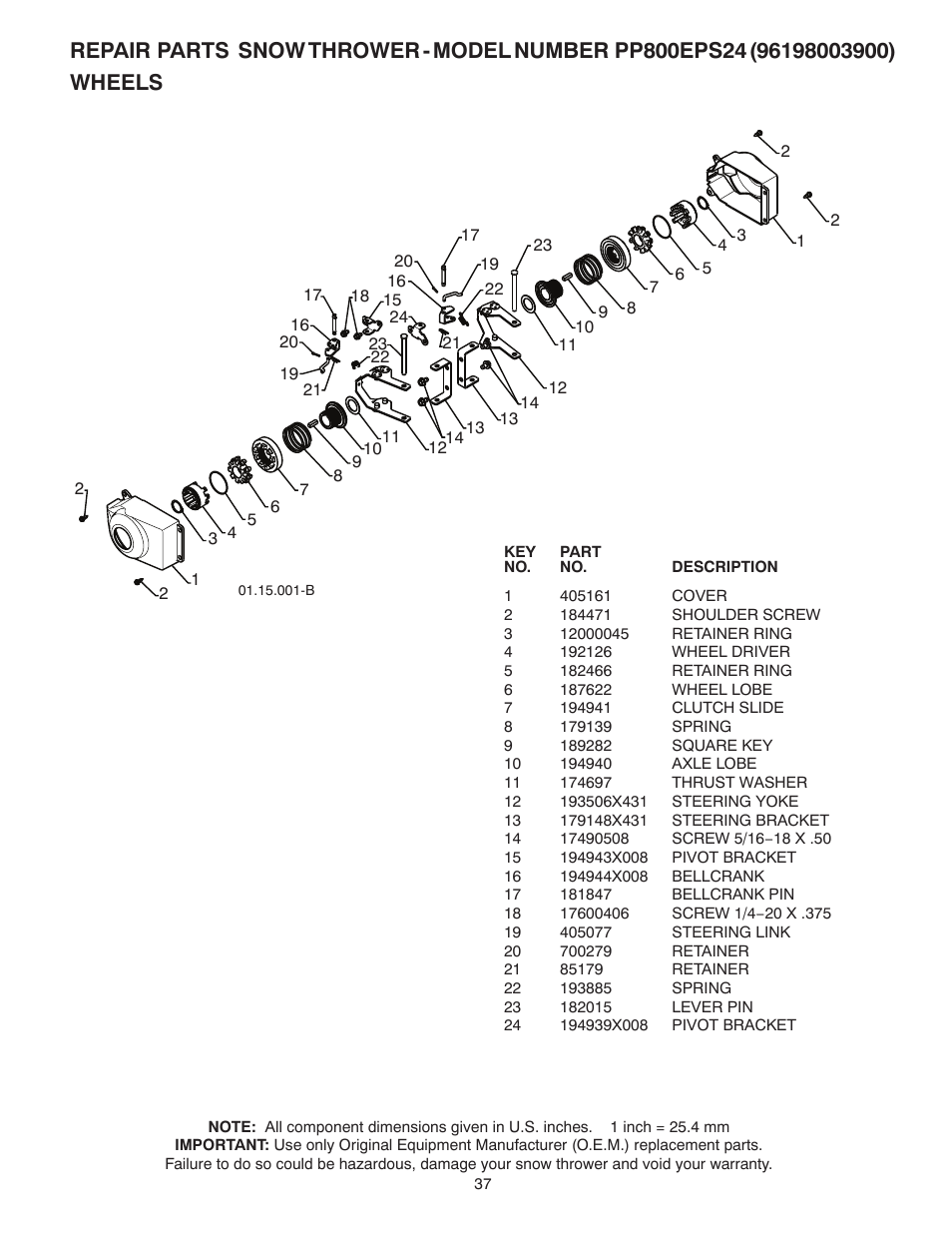 Poulan Pro PP800EPS24 User Manual | Page 37 / 40