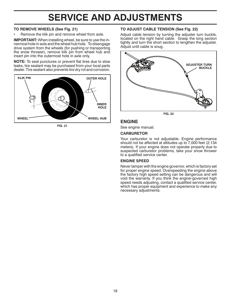 Service and adjustments | Poulan Pro PP115E27 User Manual | Page 18 / 40