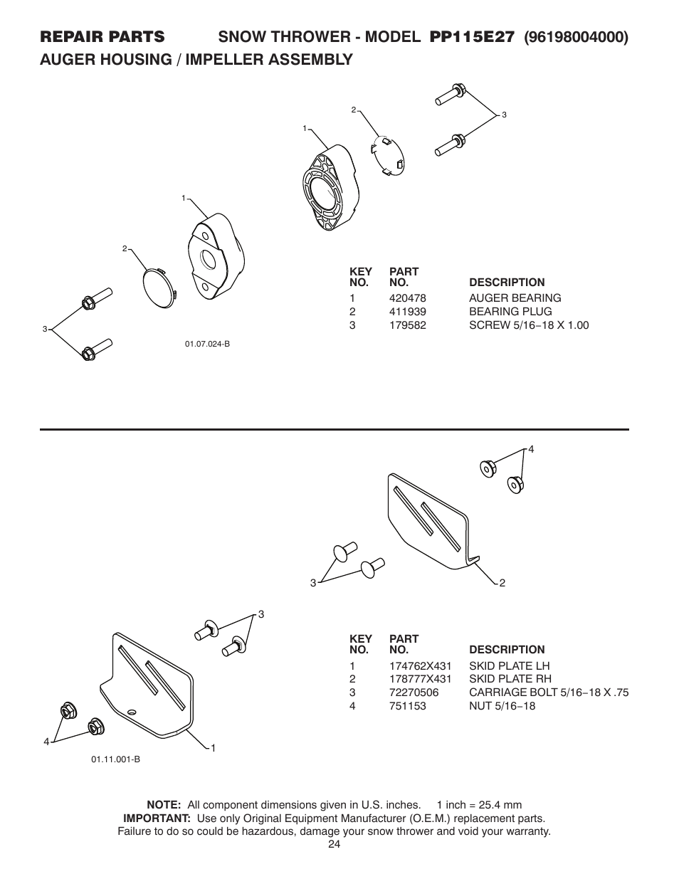 Poulan Pro PP115E27 User Manual | Page 24 / 40