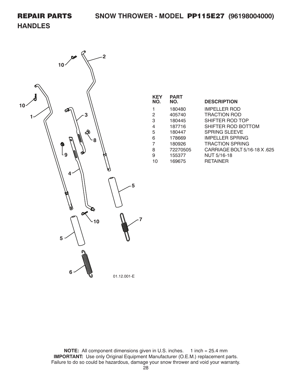 Poulan Pro PP115E27 User Manual | Page 28 / 40