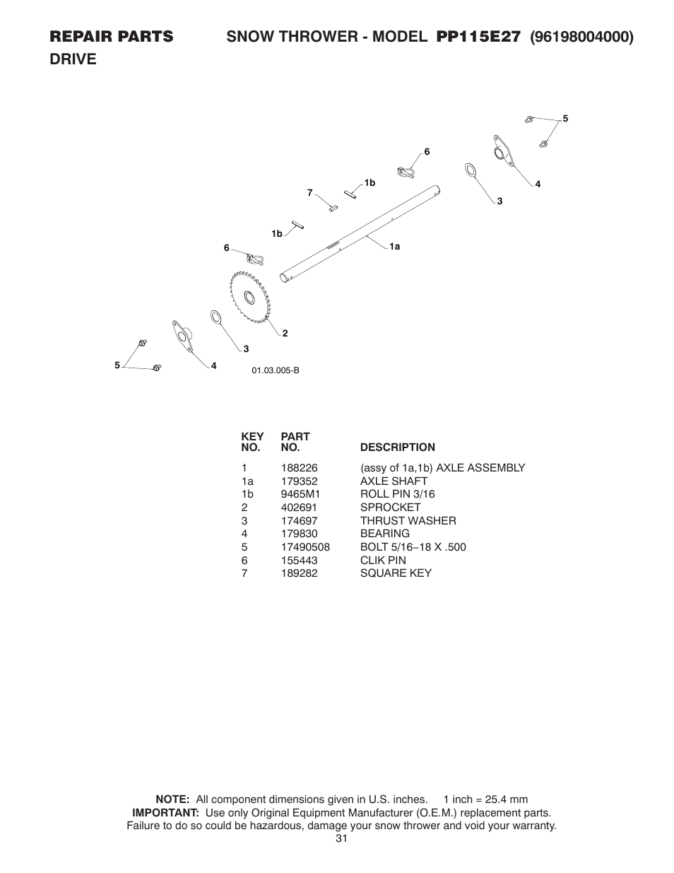 Drive | Poulan Pro PP115E27 User Manual | Page 31 / 40