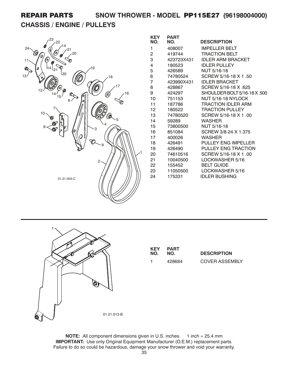 Poulan Pro PP115E27 User Manual | Page 35 / 40