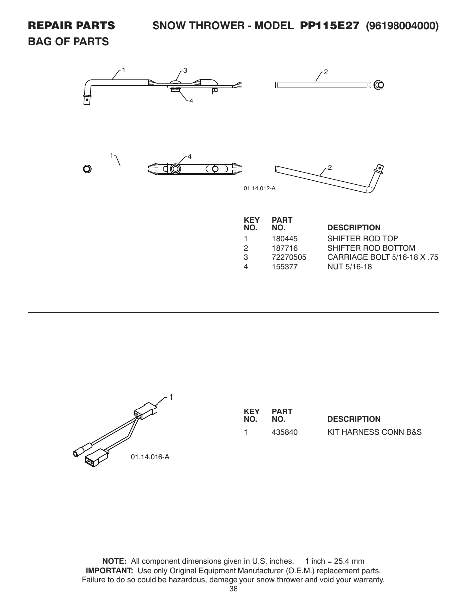 Poulan Pro PP115E27 User Manual | Page 38 / 40