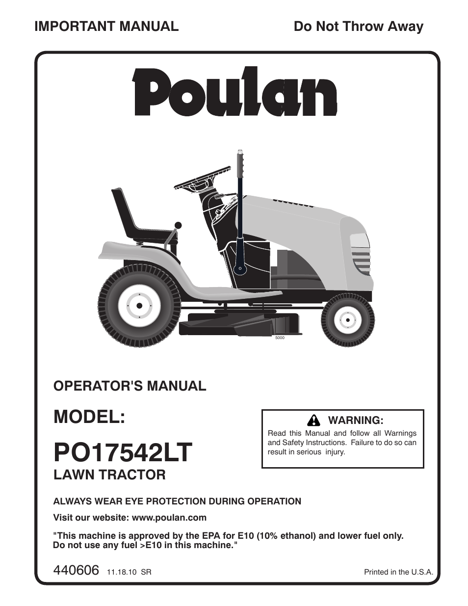 Poulan Pro PO17542LT User Manual | 28 pages