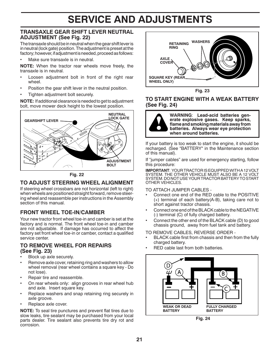 Service and adjustments | Poulan Pro PO17542LT User Manual | Page 21 / 28