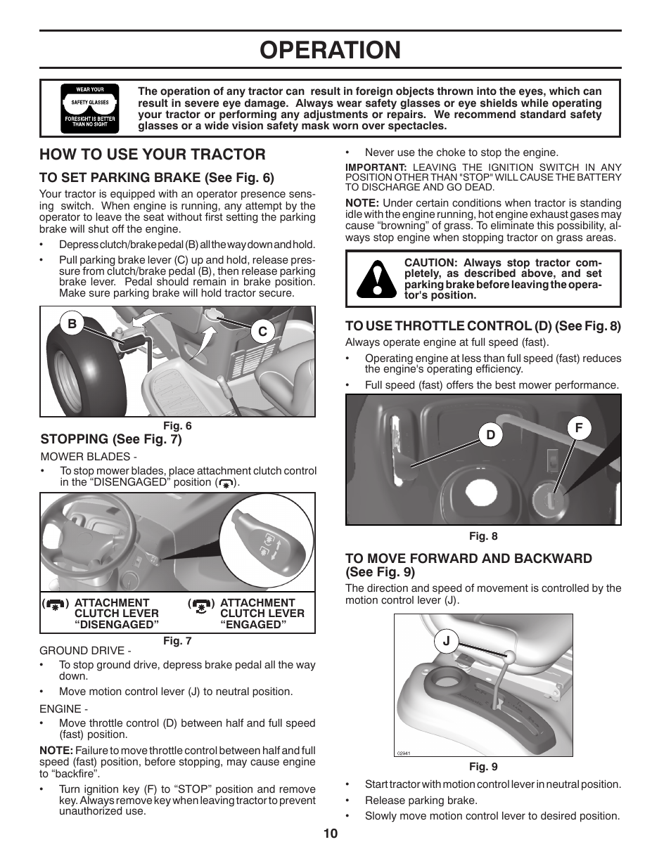 Operation, How to use your tractor | Poulan Pro PB195H42LT User Manual | Page 10 / 28