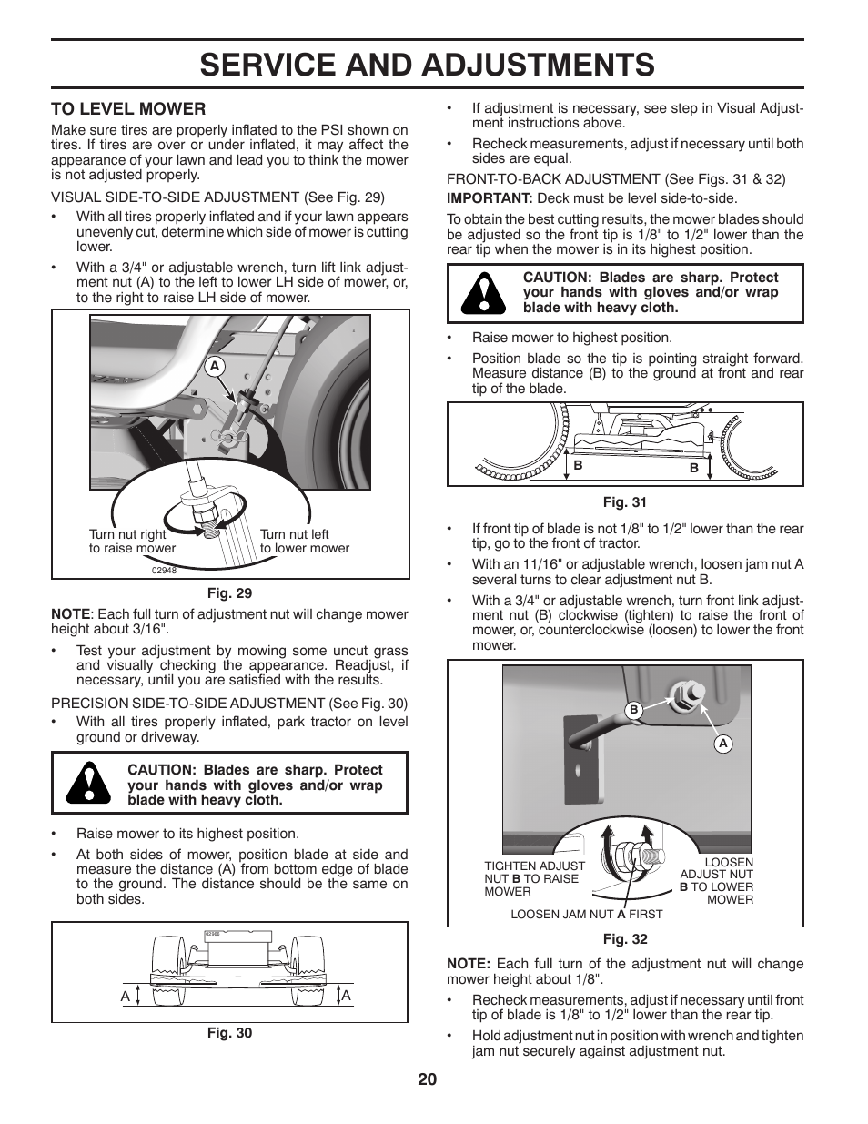 Service and adjustments | Poulan Pro PB195H42LT User Manual | Page 20 / 28