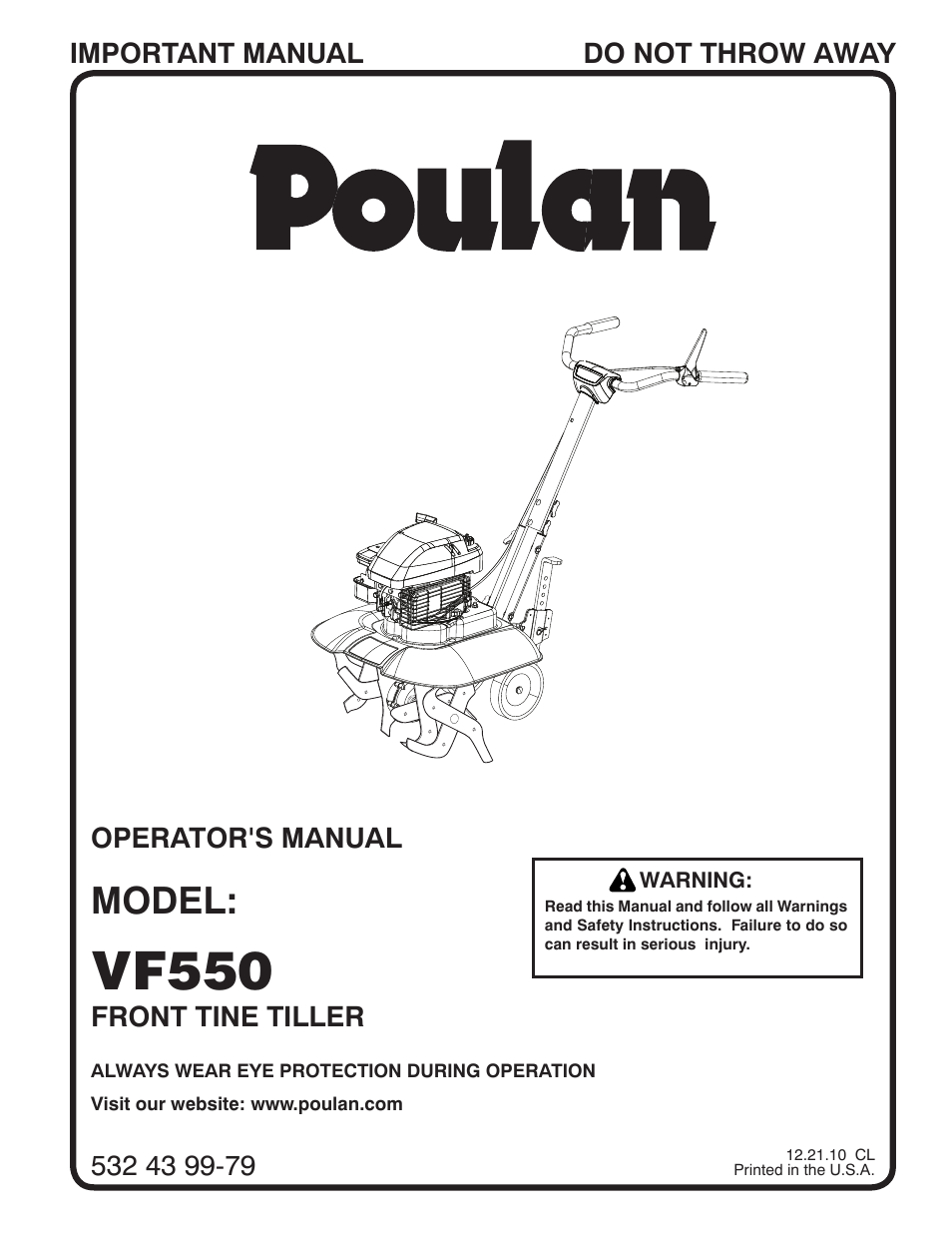 Poulan Pro Front Line VF550 User Manual | 22 pages