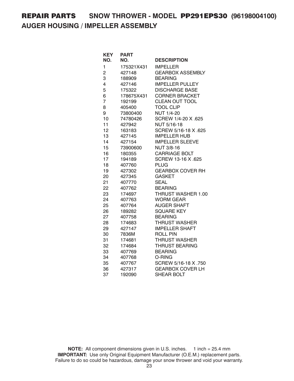 Poulan Pro PP291EPS30 User Manual | Page 23 / 44