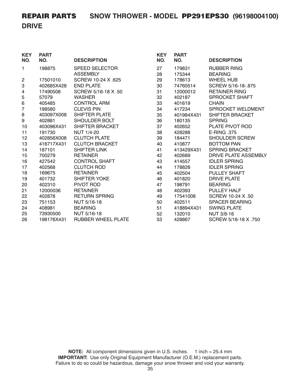 Poulan Pro PP291EPS30 User Manual | Page 35 / 44