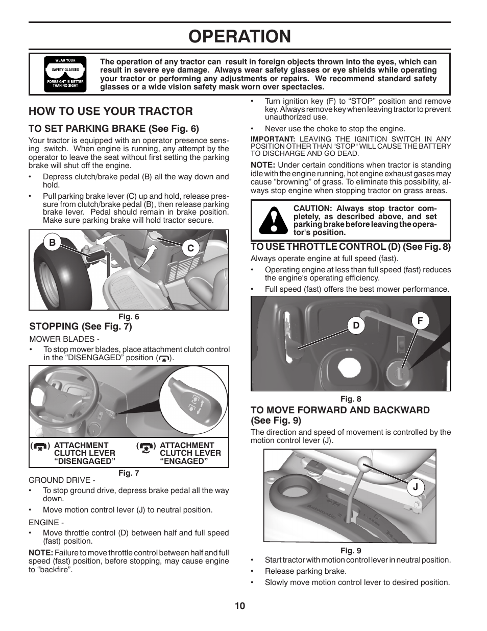 Operation, How to use your tractor | Poulan Pro PB195A42LT User Manual | Page 10 / 28