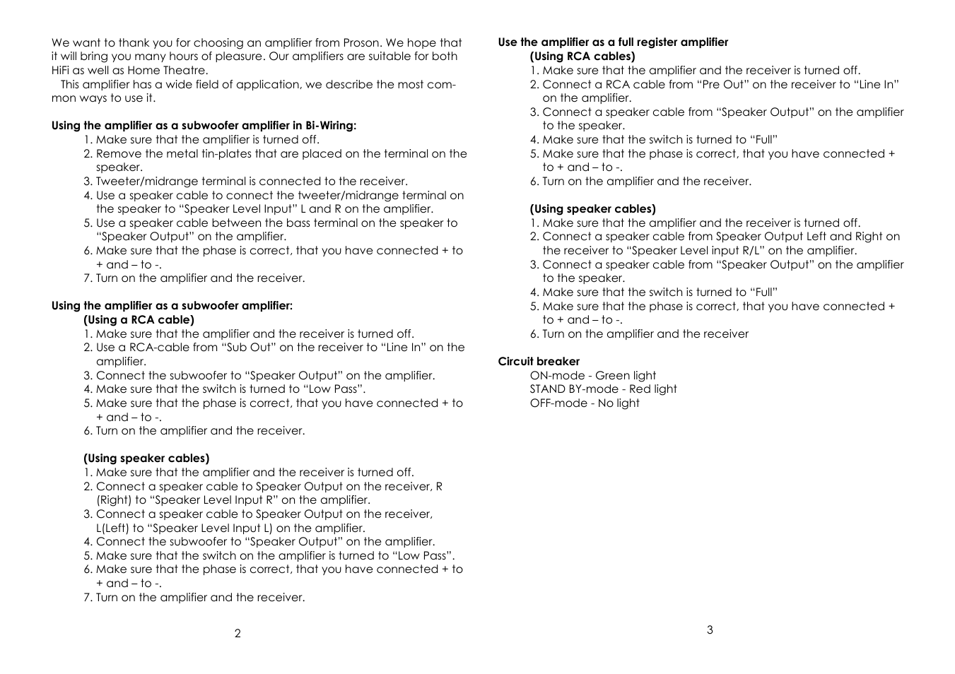 Proson PA-150 User Manual | Page 2 / 2
