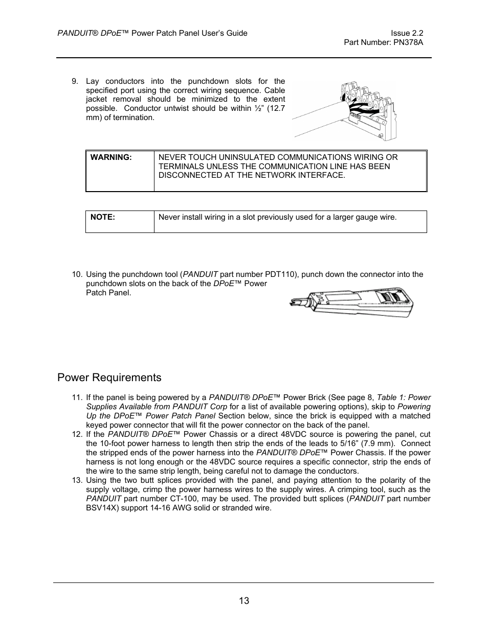 Power requirements | Panduit DPOE24S1X User Manual | Page 14 / 64