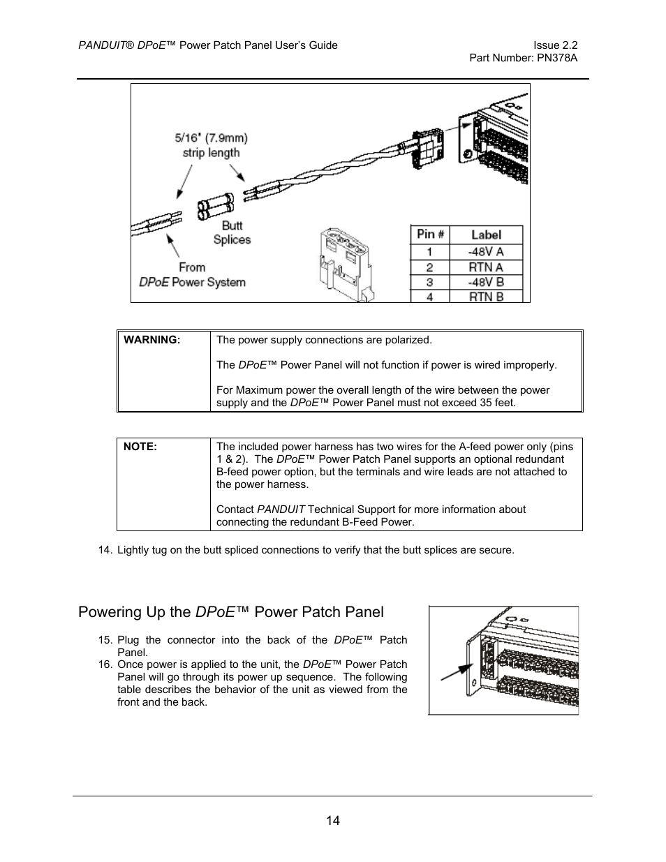 Powering up the dpoe ™ power patch panel | Panduit DPOE24S1X User Manual | Page 15 / 64