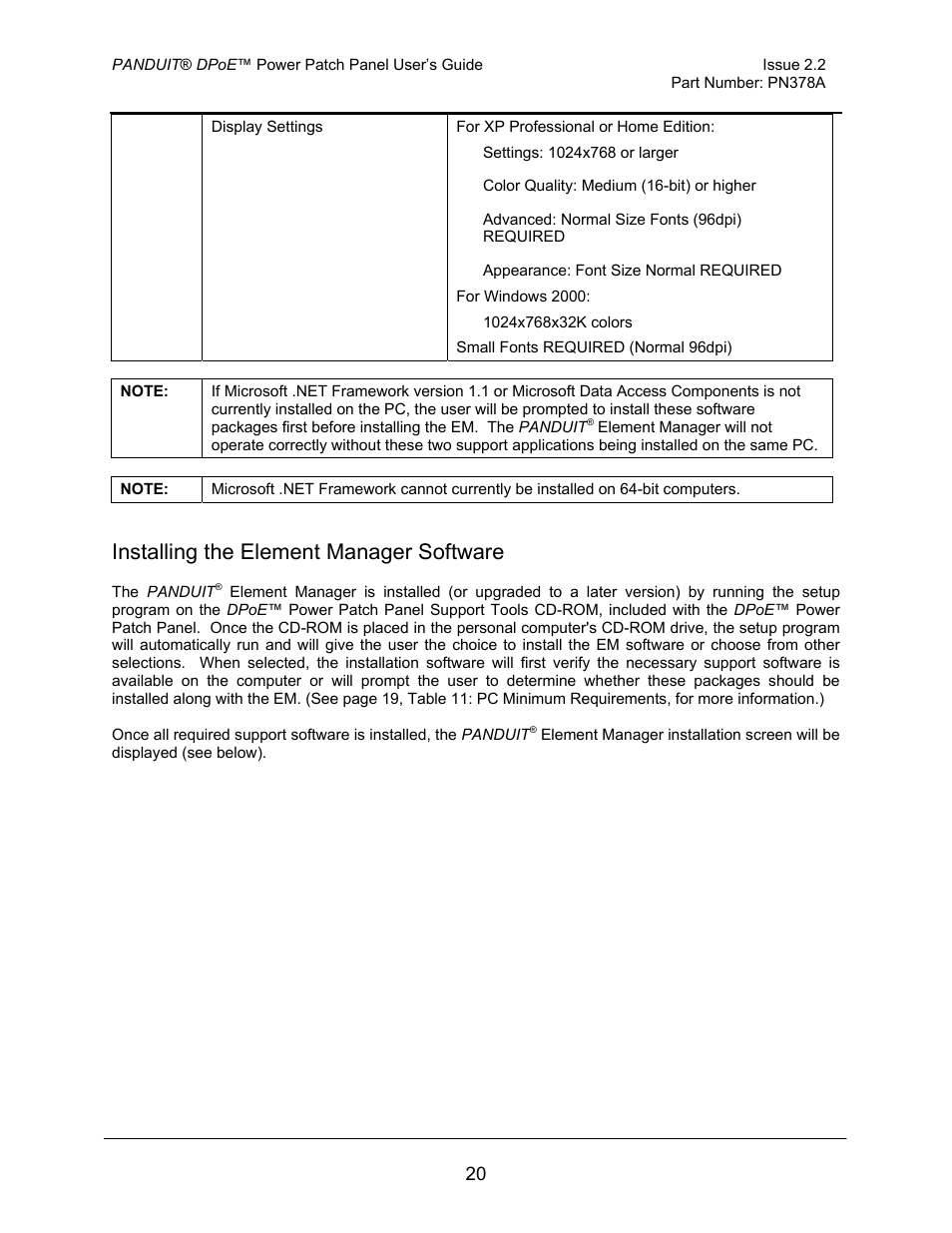 Installing the element manager software | Panduit DPOE24S1X User Manual | Page 21 / 64