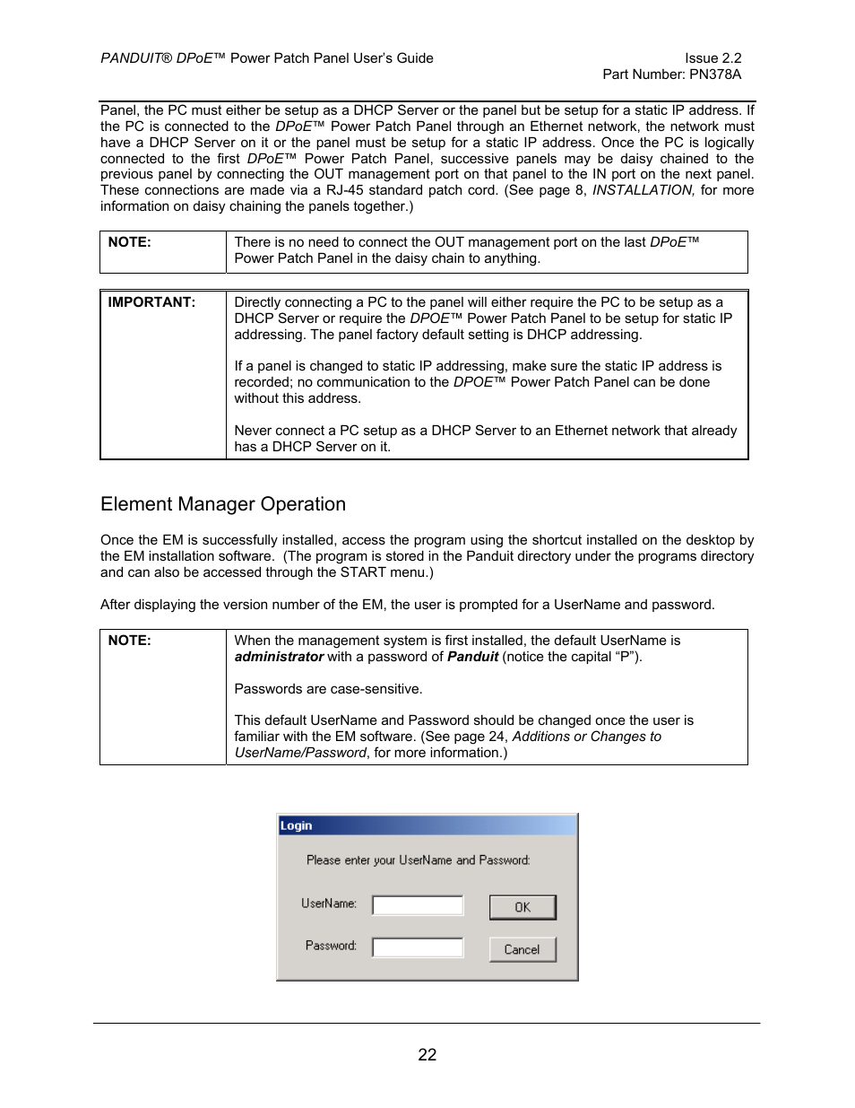 Element manager operation | Panduit DPOE24S1X User Manual | Page 23 / 64