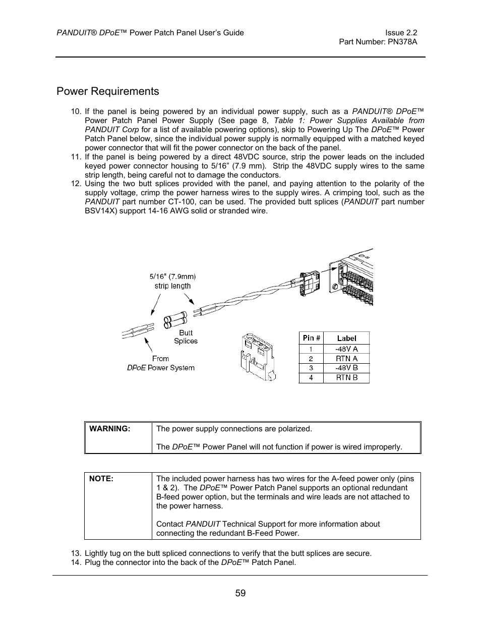 Power requirements | Panduit DPOE24S1X User Manual | Page 60 / 64