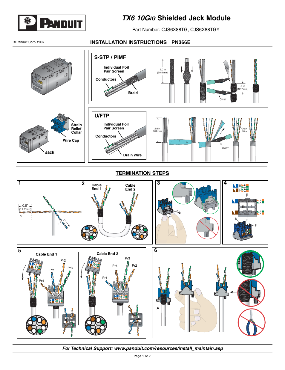 Panduit PN366E User Manual | 2 pages