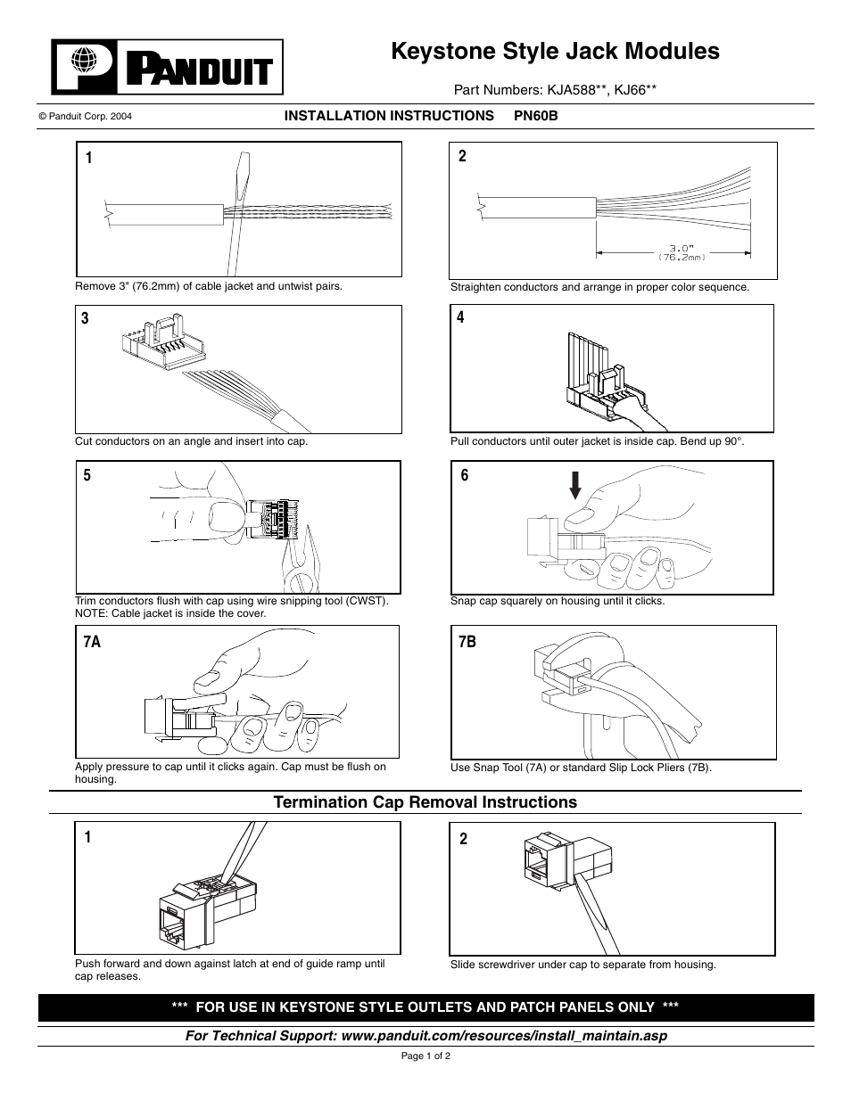 Panduit Model PN60B User Manual | 2 pages