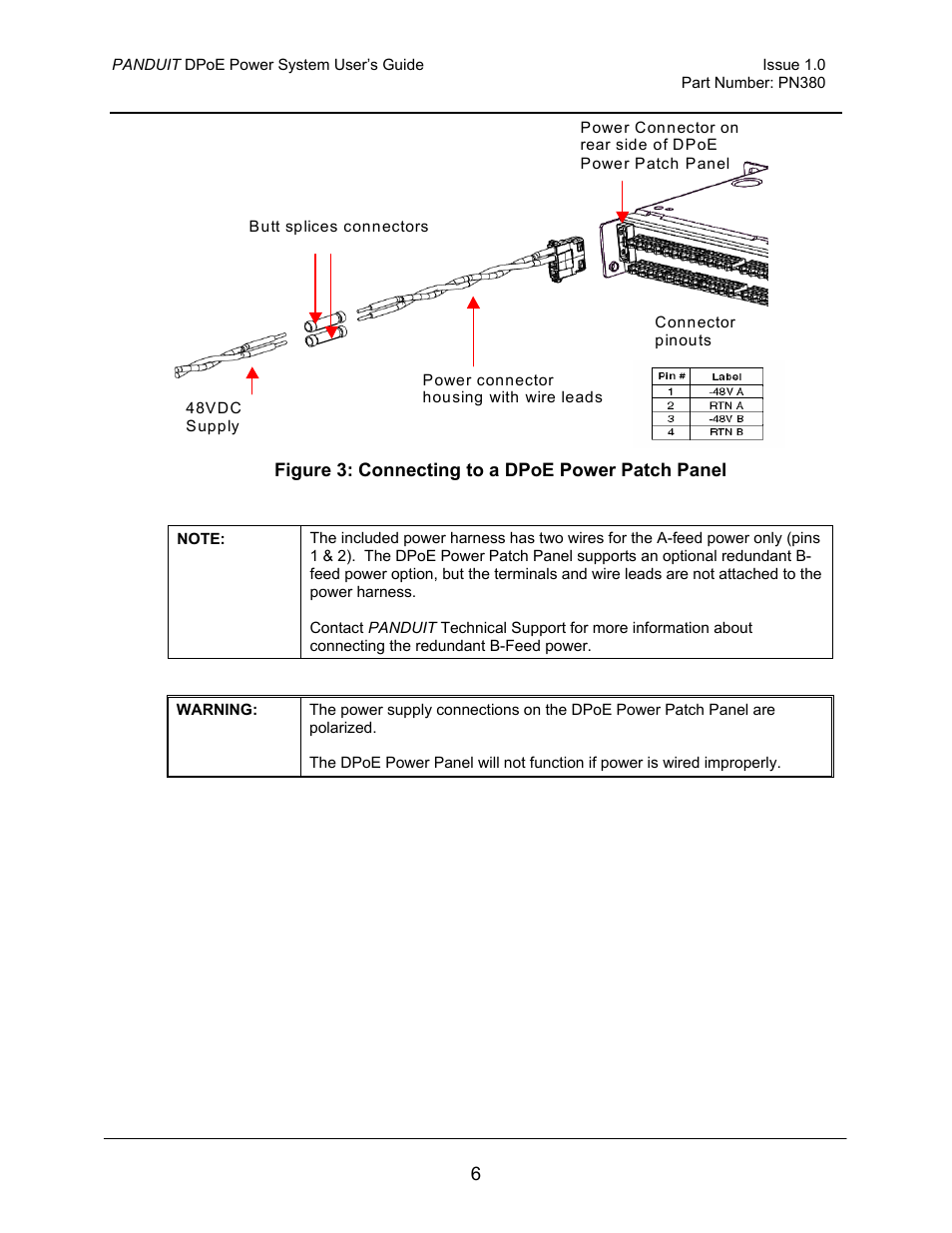 Figure 3: connecting to a dpoe power patch panel | Panduit PN380 User Manual | Page 11 / 20