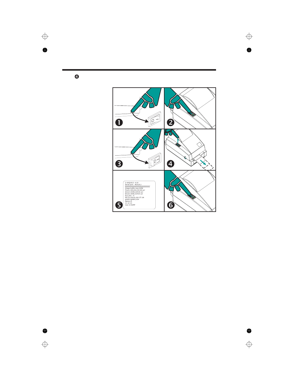 Step 4 - autosense 12, Step 4 - autosense, Press feed button | Installation and operation, Dump mode printout) | Panduit PTR2E User Manual | Page 18 / 24