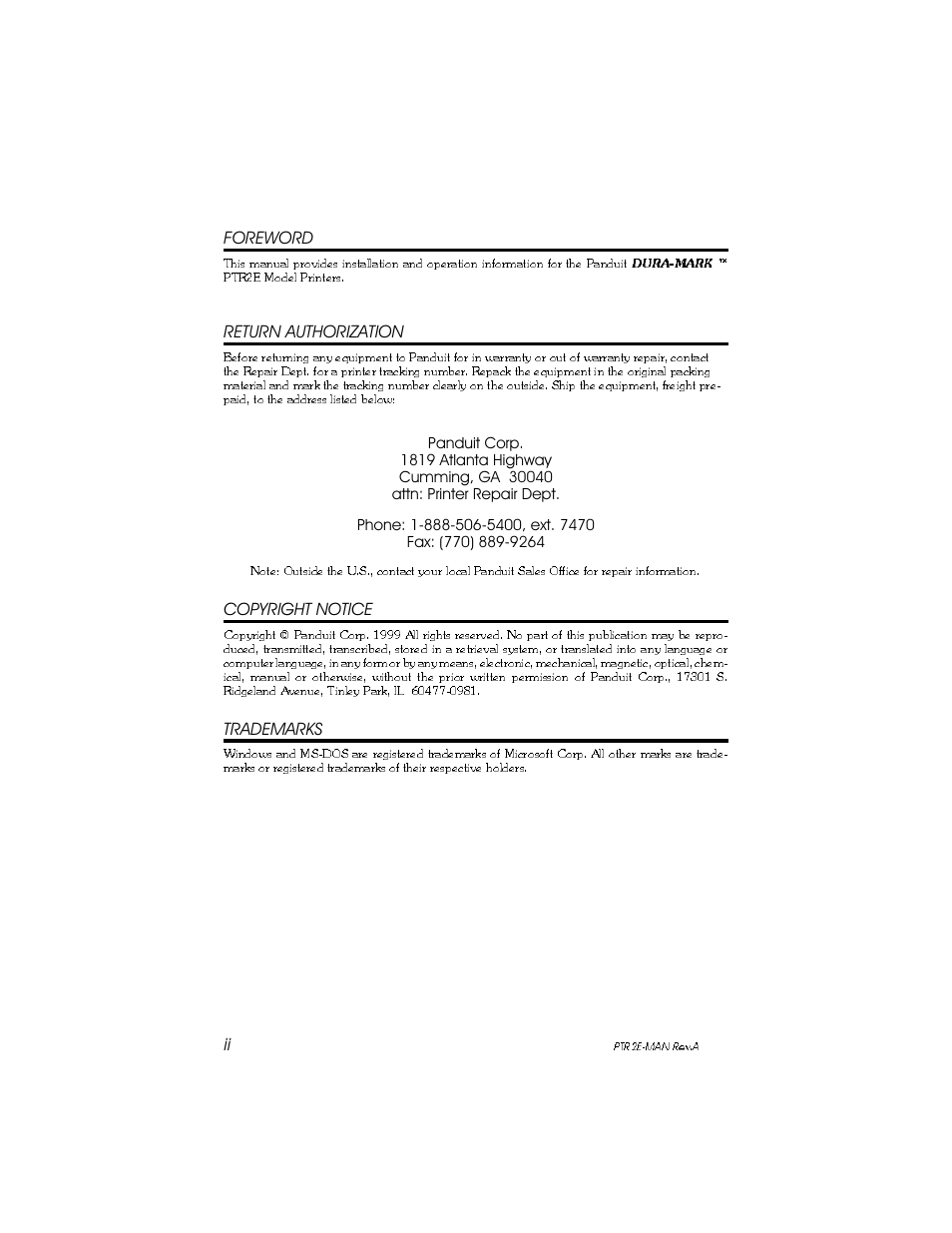 Panduit PTR2E User Manual | Page 2 / 24