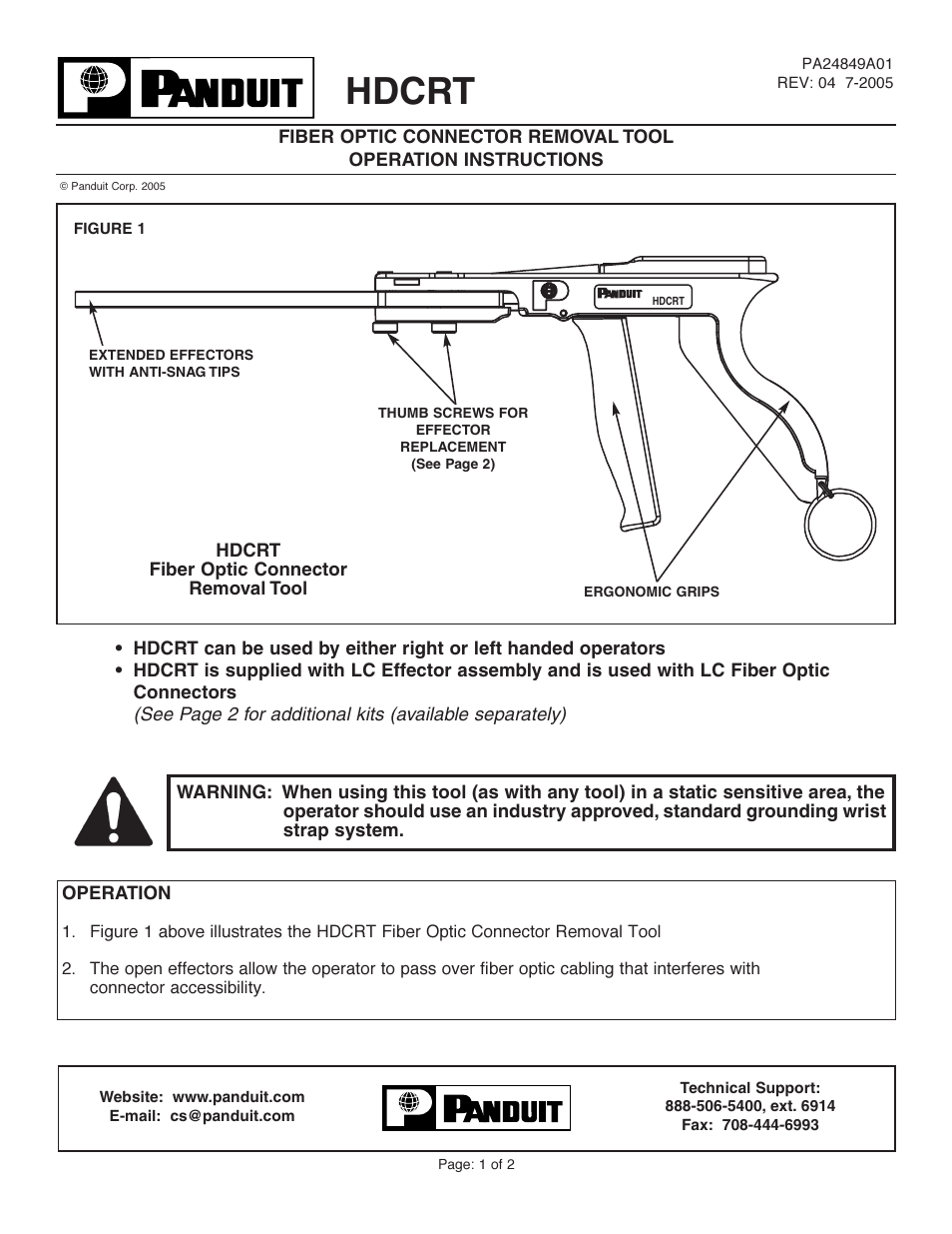 Panduit PA24849A01 User Manual | 2 pages