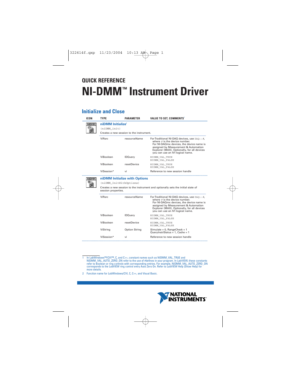 National Instruments Instrument Driver NI-DMM User Manual | 12 pages