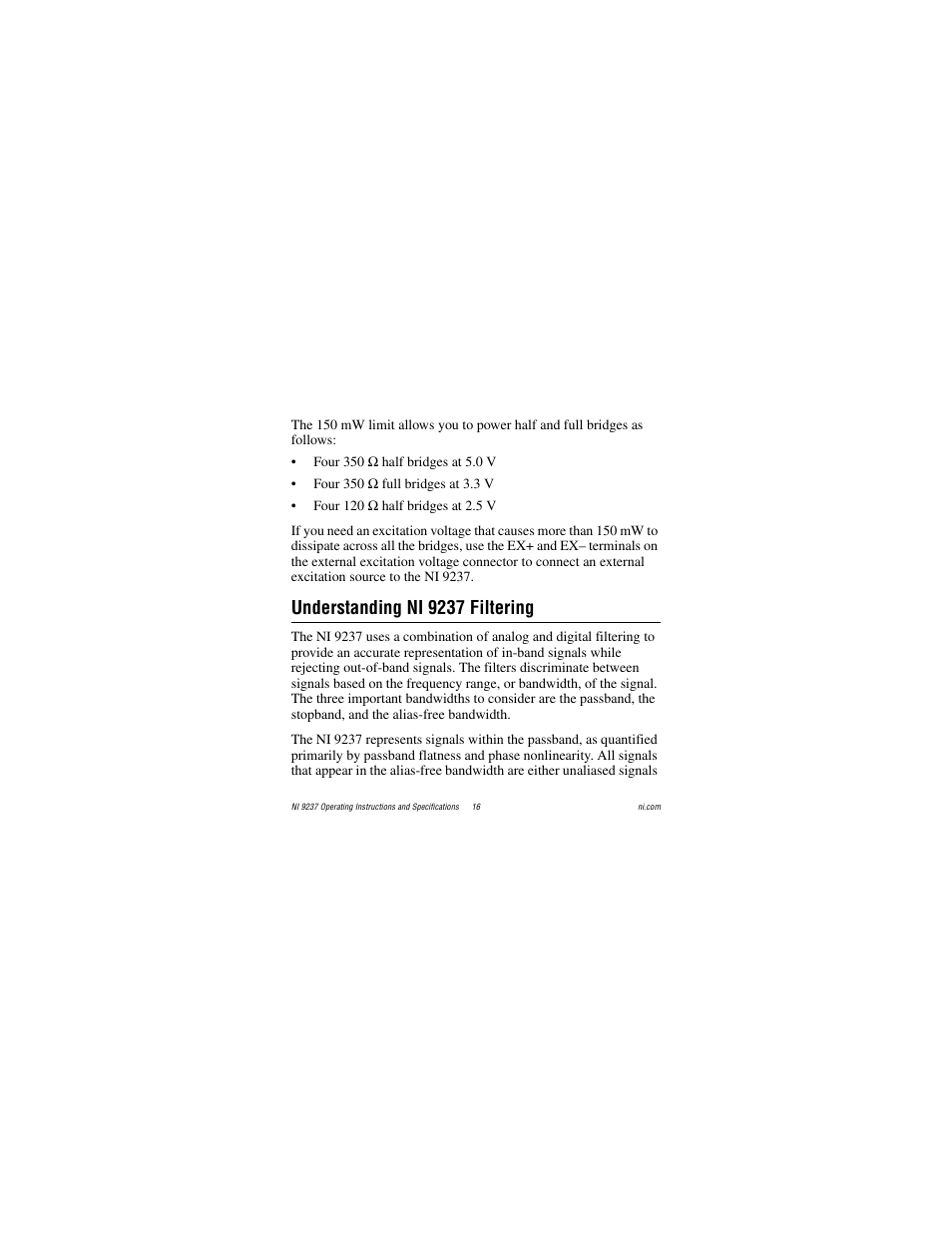 Understanding ni 9237 filtering | National Instruments 24-Bit Half/Full-Bridge Analog Input Module NI 9237 User Manual | Page 16 / 36