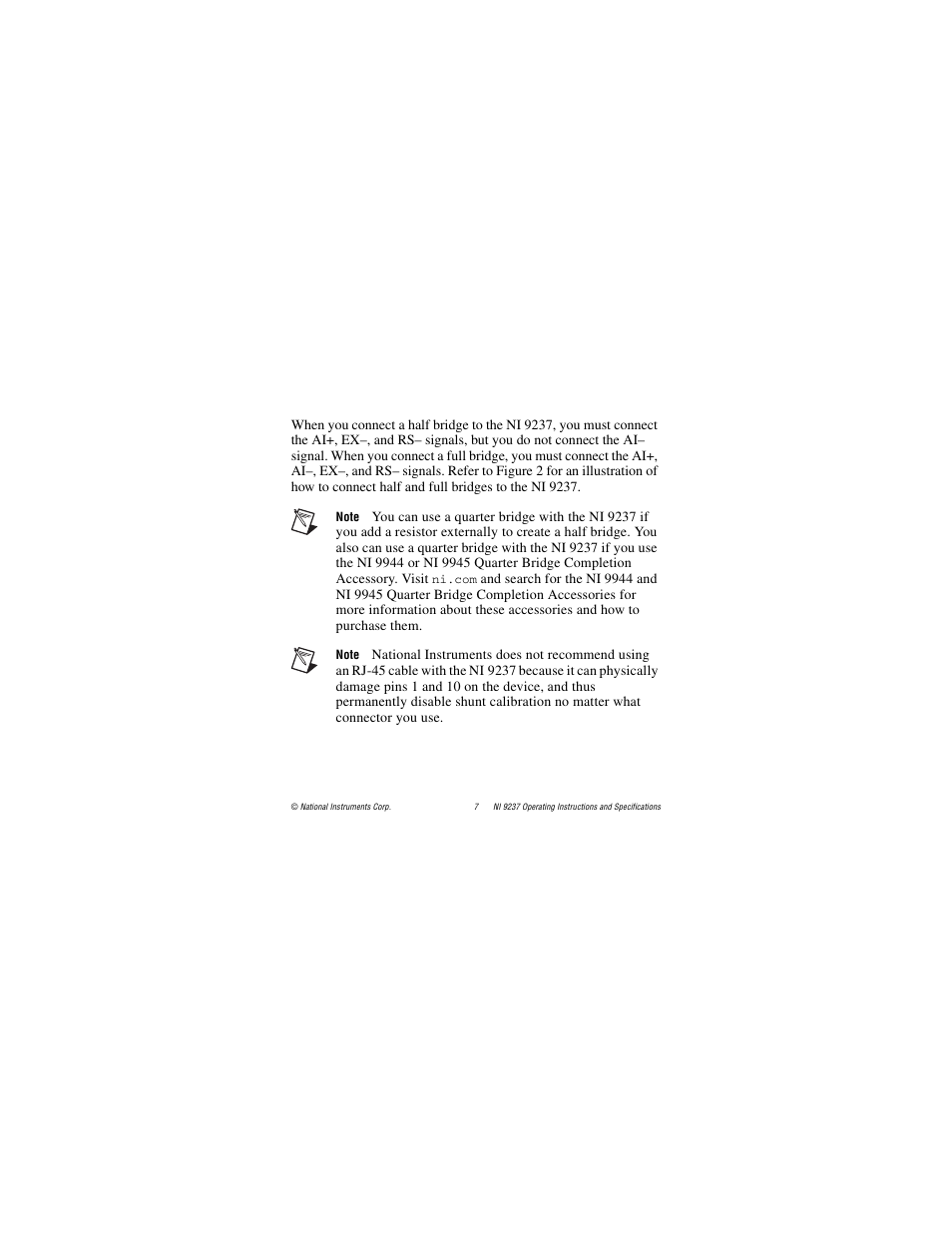 National Instruments 24-Bit Half/Full-Bridge Analog Input Module NI 9237 User Manual | Page 7 / 36