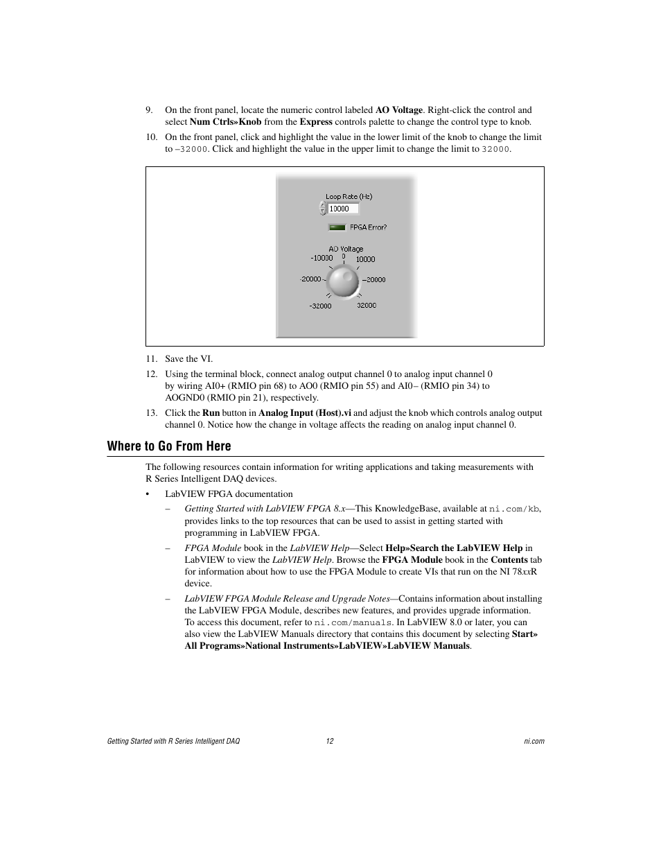 Where to go from here | National Instruments R Series Intelligent DAQ PXI-785xR User Manual | Page 12 / 14