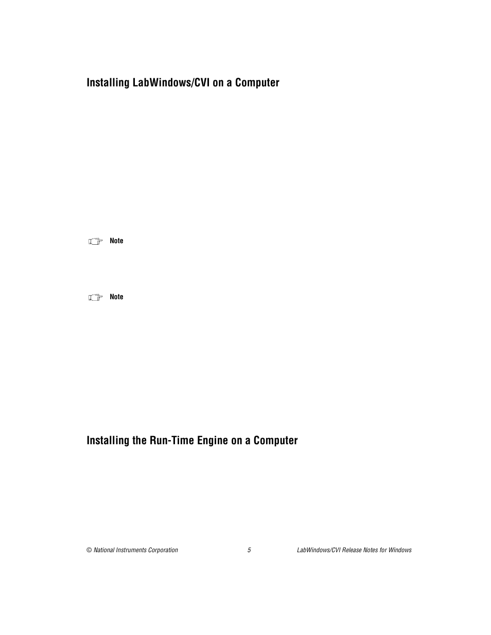 Installing labwindows/cvi on a computer, Installing the run-time engine on a computer | National Instruments Window User Manual | Page 5 / 39