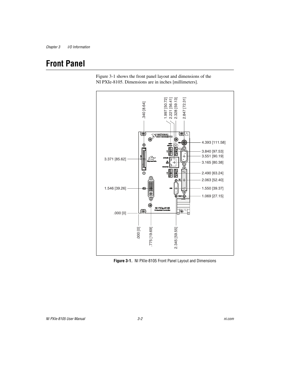 Front panel, Front panel -2 | National Instruments NI PXIe-8105 User Manual | Page 34 / 76